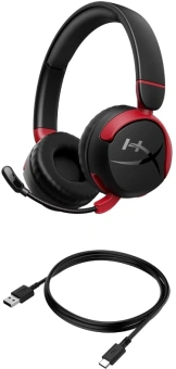 Наушники с микрофоном HyperX Cloud Mini черный/красный накладные BT оголовье (7G8F1AA) - купить недорого с доставкой в интернет-магазине