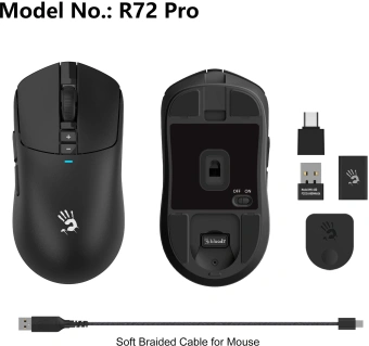 Мышь A4Tech Bloody R72 Pro черный оптическая (26000dpi) беспроводная USB-C (7but) - купить недорого с доставкой в интернет-магазине