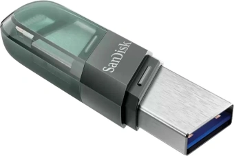 Флеш Диск Sandisk 64GB iXpand Flip SDIX90N-064G-GN6NN USB3.1 зеленый/серебристый - купить недорого с доставкой в интернет-магазине