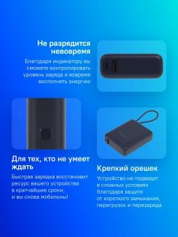 Мобильный аккумулятор Xiaomi BHR9341GL 10000mAh PD 33W 3A USB-A/USB-C синий - купить недорого с доставкой в интернет-магазине