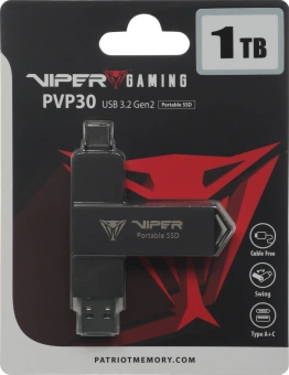 Накопитель SSD Patriot USB3.2 Gen2 1TB PVP301TB28UDG PVP30 Viper черный - купить недорого с доставкой в интернет-магазине