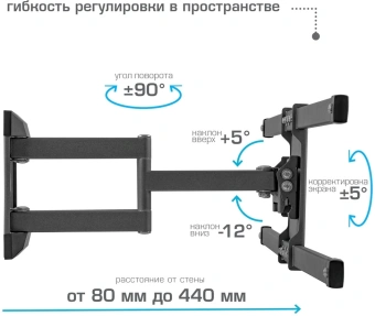 Кронштейн для телевизора Kromax CORBEL-10 титан 22"-75" макс.32кг настенный поворот и наклон - купить недорого с доставкой в интернет-магазине