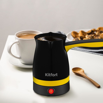 Кофеварка Электрическая турка Kitfort КТ-7183-3 1000Вт черный/желтый - купить недорого с доставкой в интернет-магазине