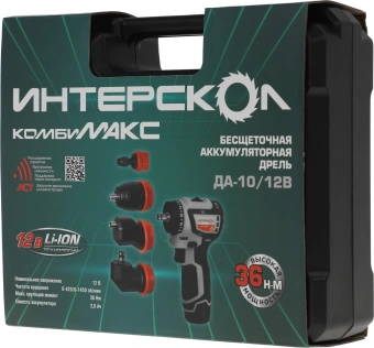 Дрель-шуруповерт Интерскол ДА-10/12В 36 аккум. патрон:быстрозажимной (кейс в комплекте) (687.2.2.79) - купить недорого с доставкой в интернет-магазине