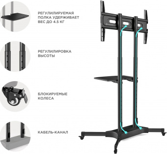 Подставка для телевизора Onkron TS1351 черный 32"-65" макс.50кг напольный мобильный - купить недорого с доставкой в интернет-магазине