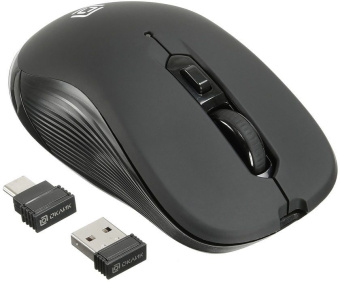 Мышь Оклик 610MWC черный оптическая (1600dpi) беспроводная USB/USB-C для ноутбука (6but) - купить недорого с доставкой в интернет-магазине