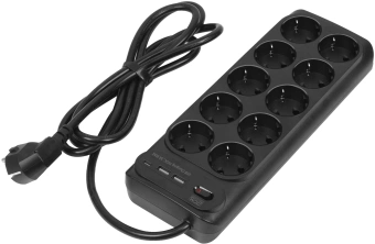 Сетевой фильтр Powercom SP-10 USB2A1СB 1.8м 1.8м (10 розеток) черный (коробка) - купить недорого с доставкой в интернет-магазине