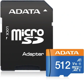 Флеш карта microSDXC 512GB A-Data AUSDX512GUICL10A1-RA1 Premier + adapter - купить недорого с доставкой в интернет-магазине