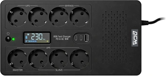 Источник бесперебойного питания Powercom Fly FLY1050EU 630Вт 1050ВА черный - купить недорого с доставкой в интернет-магазине