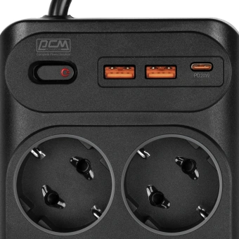 Сетевой фильтр Powercom SP-10 USB2A1СB 3,0м 3.0м (10 розеток) черный (коробка) - купить недорого с доставкой в интернет-магазине