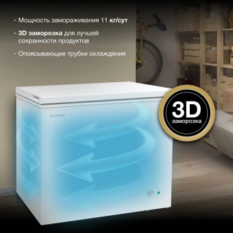 Морозильный ларь Hyundai CH25031 белый 120Вт - купить недорого с доставкой в интернет-магазине