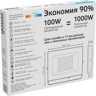 Прожектор уличный Gauss Elementary светодиодный 100Втчерный (613100110) - купить недорого с доставкой в интернет-магазине