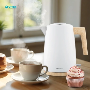 Чайник электрический Vitek VT-1154 1.7л. 2200Вт белый/дерево корпус: металл/пластик - купить недорого с доставкой в интернет-магазине