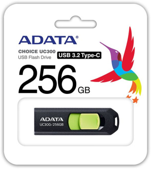 Флеш Диск A-Data 256Gb Type-C UC300 ACHO-UC300-256G-RBK/GN USB3.2 черный/зеленый - купить недорого с доставкой в интернет-магазине