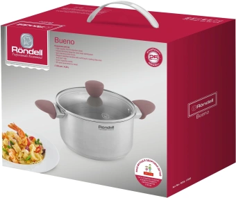 Кастрюля Rondell Bueno RDS-1588 4.8л. d=24см (с крышкой) стальной - цена, купить или заказать с доставкой в интернет-магазине Кастрюля Rondell Bueno RDS-1588 4.8л. d=24см (с крышкой) стальной - купить недорого с доставкой в интернет-магазине