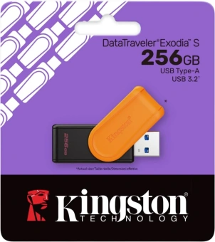 Флеш Диск Kingston 256GB DataTraveler Exodia S DTXS/256GB USB3.0 оранжевый/черный - купить недорого с доставкой в интернет-магазине