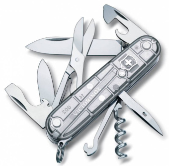 Нож перочинный Victorinox Climber (1.3703.T7) 91мм 14функц. серебристый полупрозрачный карт.коробка - купить недорого с доставкой в интернет-магазине