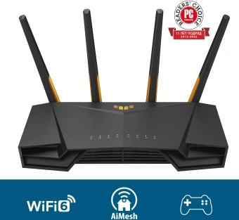 Роутер беспроводной Asus TUF-AX4200 AX4200 10/100/1000/2500BASE-TX/4G ready черный - купить недорого с доставкой в интернет-магазине
