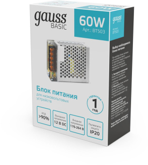 Блок питания Gauss Basic для лен.светод. серый (BT503) - купить недорого с доставкой в интернет-магазине