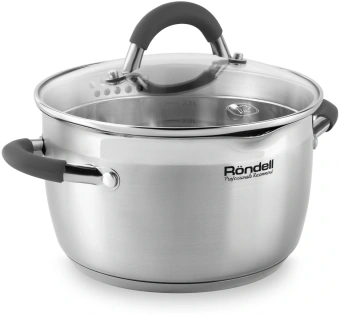 Кастрюля Rondell Flamme RDS-023 2.3л. d=18см (с крышкой) стальной - купить недорого с доставкой в интернет-магазине