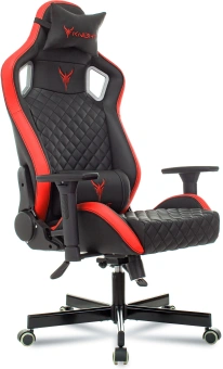 Кресло игровое Knight Outrider черный/красный ромбик экокожа с подголов. крестов. металл - купить недорого с доставкой в интернет-магазине