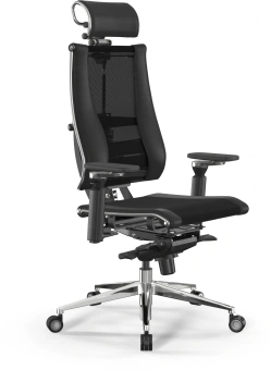 Кресло руководителя Метта Yoga 4DF B2-14D - YM93+Infinity черный сет./ткань/экокожа с подголов. крестов. алюминий хром (комплект 1шт) - купить недорого с доставкой в интернет-магазине