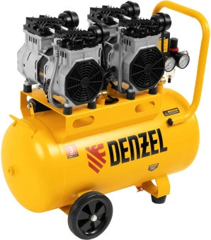 Компрессор поршневой Denzel DLS 2200/50 безмасляный 380л/мин 50л 2200Вт желтый - купить недорого с доставкой в интернет-магазине