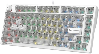Клавиатура A4Tech Bloody MS76 механическая белый USB Multimedia for gamer LED (MS76) кабель 1.8м - купить недорого с доставкой в интернет-магазине