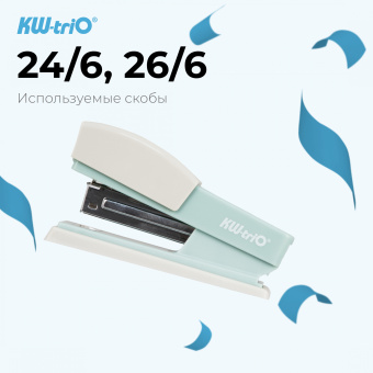 Степлер Kw-Trio 055X6-GRN Swing Standing 24/6 26/6 (20листов) зеленый 100скоб пластик коробка - купить недорого с доставкой в интернет-магазине