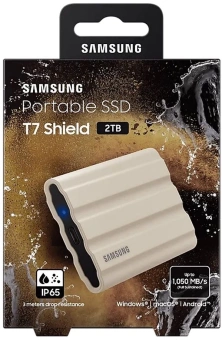 Накопитель SSD Samsung Original USB-C 2TB MU-PE2T0K/WW Shield T7 1.8" бежевый - цена, купить или заказать с доставкой в интернет-магазине Накопитель SSD Samsung Original USB-C 2TB MU-PE2T0K/WW Shield T7 1.8" бежевый - купить недорого с доставкой в интернет-магазине