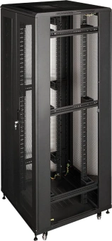 Шкаф серверный Lanmaster (TWT-CBB-42U-8X10-P1) напольный 42U 800x1000мм пер.дв.перфор. задн.дв.перфор.2-хст. 2 бок.пан. 800кг черный - купить недорого с доставкой в интернет-магазине