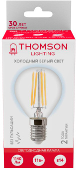 Лампа филам. Thomson Filament TH-B2338 11Вт цок.:E14 шар 220B 6500K св.свеч.бел.хол. Globe (упак.:1шт) - купить недорого с доставкой в интернет-магазине