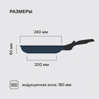 Сковорода Rondell Del mar RDA-1847 круглая 24см покрытие: Xylan Plus ручка съемная (без крышки) синий - купить недорого с доставкой в интернет-магазине