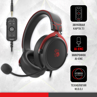 Наушники с микрофоном A4Tech Bloody M590i красный/черный 1м мониторные USB оголовье (M590I SPORTS RED) - купить недорого с доставкой в интернет-магазине