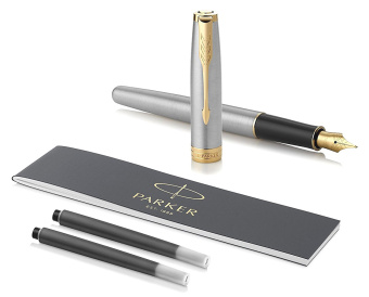 Ручка перьев. Parker Sonnet Core F527 (CW1931504) Stainless Steel GT F сталь нержавеющая подар.кор. стреловидный пиш. наконечник кругл. - купить недорого с доставкой в интернет-магазине