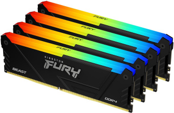 Память DDR4 4x32GB 3600MHz Kingston KF436C18BB2AK4/128 Fury Beast Black RGB RTL Gaming PC4-28800 CL18 DIMM 288-pin 1.35В dual rank с радиатором Ret - купить недорого с доставкой в интернет-магазине