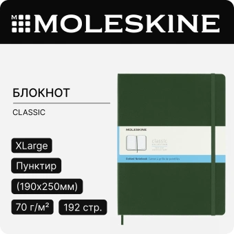 Блокнот Moleskine CLASSIC QP093K15 XLarge 190х250мм 192стр. пунктир твердая обложка зеленый - купить недорого с доставкой в интернет-магазине
