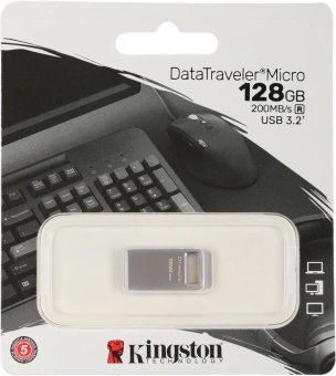 Флеш Диск Kingston 128GB DataTraveler Micro DTMC3G2/128GB USB3.2 серебристый - купить недорого с доставкой в интернет-магазине