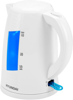 Чайник электрический Hyundai HYK-P2407 1.7л. 2200Вт белый/голубой корпус: пластик - купить недорого с доставкой в интернет-магазине