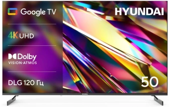 Телевизор LED Hyundai 50" H-LED50BU7011 Google TV Frameless Metal черный/черный 4K Ultra HD 60Hz MEMC DVB-T DVB-T2 DVB-C DVB-S DVB-S2 USB WiFi Smart TV - купить недорого с доставкой в интернет-магазине
