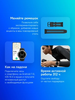 Смарт-часы Amazfit T-Rex 3 A2323 48.5мм 1.5" AMOLED корп.темно-серый рем.темно-серый разм.брасл.:145-210мм (6970100374896) - купить недорого с доставкой в интернет-магазине