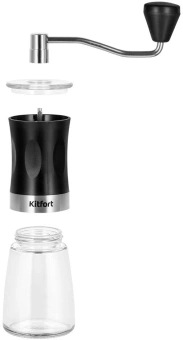 Кофемолка Kitfort КТ-7469 ручная сист.помол.:жернова вместим.:20гр нержавеющая сталь/черный - купить недорого с доставкой в интернет-магазине