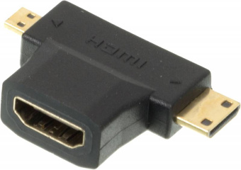 Переходник аудио-видео HDMI (f)/Micro HDMI (m)/Mini HDMI (m) черный (+ Mini HDMI (Male)) - купить недорого с доставкой в интернет-магазине
