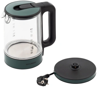Чайник электрический Hyundai HYK-S4805 1.7л. 2200Вт темно-зеленый корпус: стекло/пластик - купить недорого с доставкой в интернет-магазине