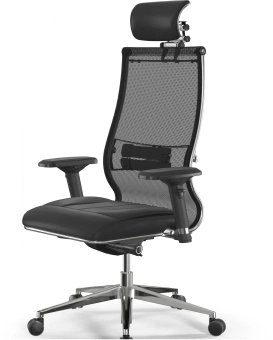 Кресло Метта Samurai SL-3 черный сиденье черный сетка с подголов. крестов. металл хром - купить недорого с доставкой в интернет-магазине