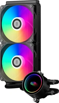 Система водяного охлаждения PcCooler DA240 BK ARGB Soc-AM5/AM4/1200/1700/1851 черный 4-pin 33.8dB Al 270W Ret (DA240-BKAWXX-GL) - купить недорого с доставкой в интернет-магазине