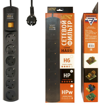 Сетевой фильтр Most HP 2м (6 розеток) черный (коробка) - купить недорого с доставкой в интернет-магазине