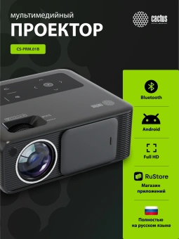 Проектор Cactus CS-PRM.01B.Full HD-A LCD 19000Lm LS 700Lm ANSI (1920x1080) 2500:1 ресурс лампы:50000часов 2xUSB typeA 2xHDMI 1.8кг - купить недорого с доставкой в интернет-магазине