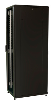 Шкаф коммутационный WRline (WR-TT-2266-AS-RAL9004) напольный 22U 600x600мм пер.дв.стекл задн.дв.стал.лист 2 бок.пан. 800кг черный 510мм 1166мм IP20 сталь - купить недорого с доставкой в интернет-магазине