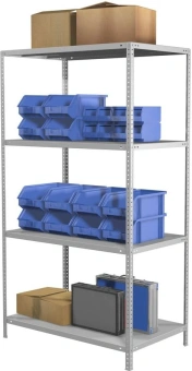 Стеллаж Практик MS Standart 120/60x20/4 пол.:4 единая 1200x600x200мм серый (S24199132402) - купить недорого с доставкой в интернет-магазине